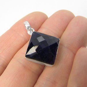 Genuine SAPPHIRE Princess Sterling SILVER Pendant